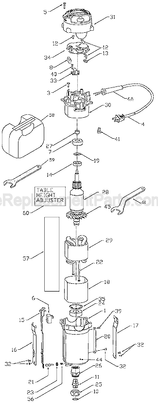 Page A Diagram and Parts List for 891 Type 1 Porter Cable Router
